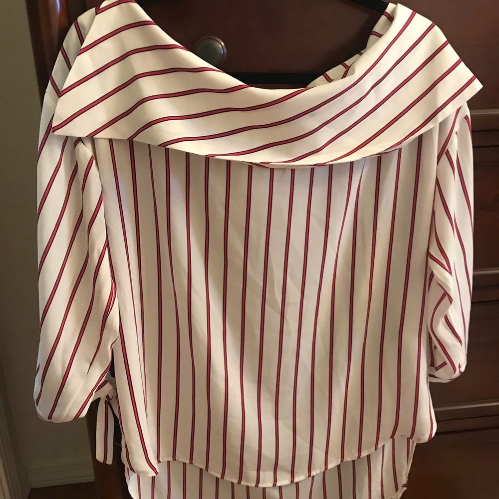 NY&C Striped blouse M hi-lo never worn boat neck
